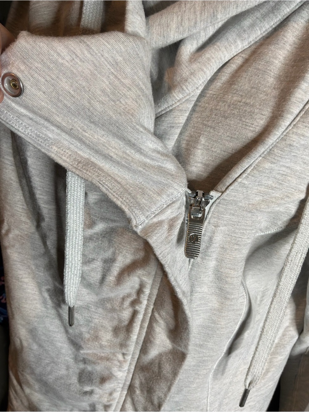 Lululemon Heather Grey Cowl Neck Asymmetrical Zip Athletic Sweatshirt Size 10 - Picture 8 of 9
